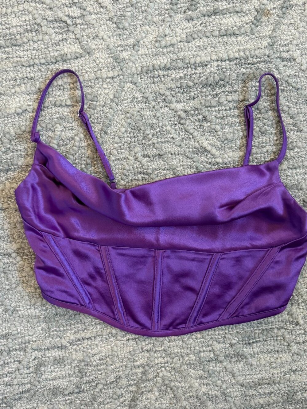 Retrofête Celia Orchid Purple Satin Corset Crop Top Size M